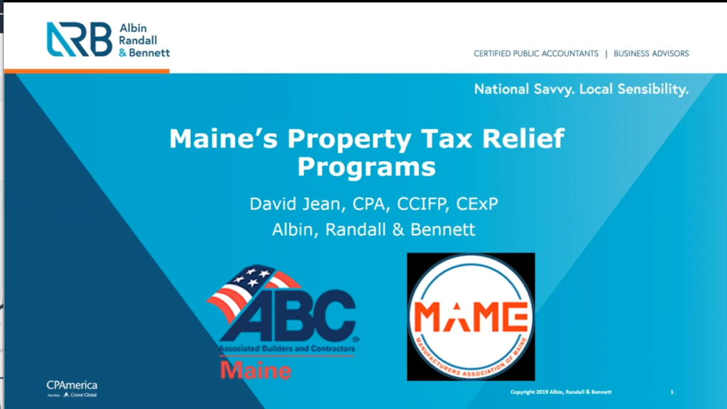 Maine's Property Tax Relief Programs Albin, Randall and