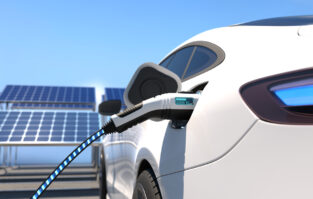 Clean Vehicle Credit concept. Electric car power charging, Charging technology, Clean energy filling technology.